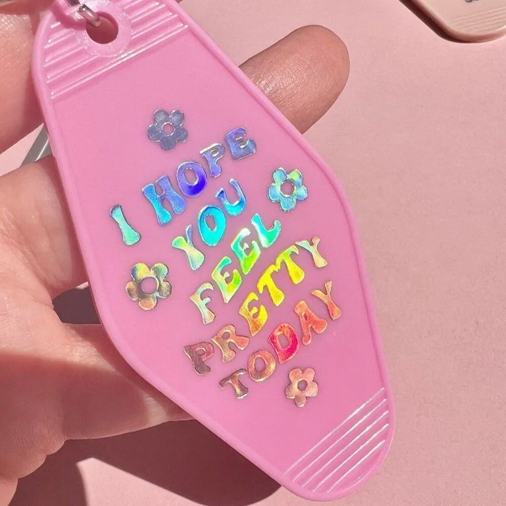 Positive Affirmations Keychain in Pink Reflective 3M